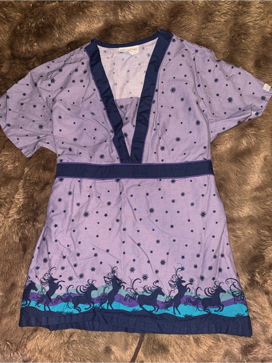 Smart Scrubs Tops - Women’s Tie Back Purple Horse Scrub Top Size Medium
